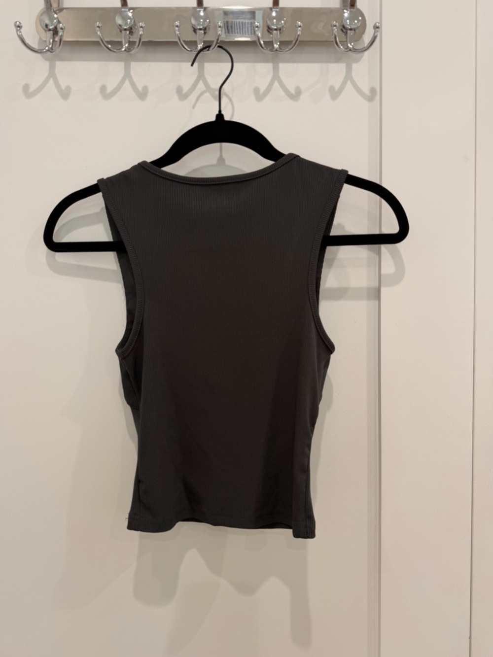 CIDER -Women's Charcoal Ruched Rib Tank Top - Picture 2 of 3